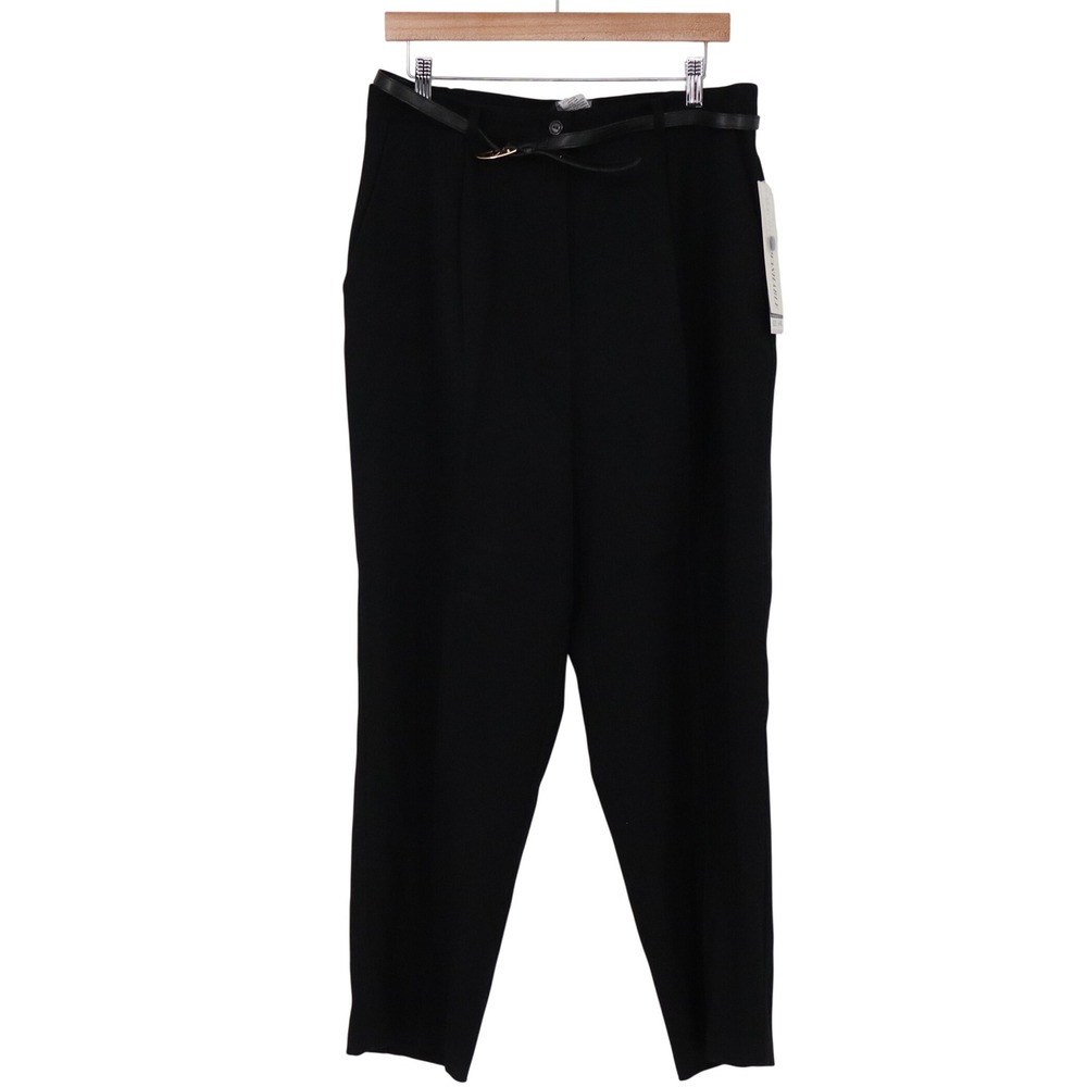 Sag Harbor Pant Womens 16W Black Belted Machine Washable New